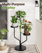 Bamworld 3 Tier Plant Stand Indoor Outdoor Metal Plant Shelf for Multiple Plants Pots Tier Tall Flower Holder for Living Room,Bedroom Decor,Balcony,Black