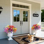 INQCMY Artificial Fake Petunias Flowers for Outdoors Spring Decoration, 12 Bundles Faux Plants Outdoor UV Resistant Realistic Silk Flower for Outside Planters Patio Porch Yard Window Box