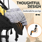 Macrame Hammock Hanging Swinging Chair with Oversized Cushion, Perfect for Bedroom, Porch, Kids, Adults, Balcony, Black