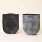 LA JOLIE MUSE Wall Hanging Planters for Indoor Plants，Hanging Flower Pots for Air Plants Succulent, Set of 2, 5.7L*4.1W*7H, Rock Gray