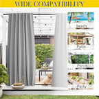 NICETOWN 2 Panels Outdoor Curtains Waterproof Pocket & Back Tab on Top & Bottom, Thermal Insulated Windproof Sun Blocking Outside Privacy Drapes for Patio with Fixed Rope, W52 x L95, Silver Gray