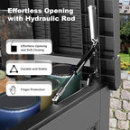 320 Gallon Resin Deck Box, Lockable Weatherproof Outdoor Storage Box for Furniture, Garden Tools and Tools Storage, Waterproof Outside Storage Boxes - Black