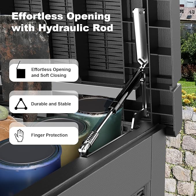 DRATO 320 Gallon Deck Box, Outdoor Large Waterproof Resin Storage Box with Lockable Lid for Patio Cushions, Gardening Tools （Black，320 Gallon）