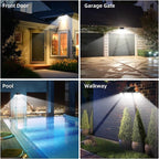2500LM Solar Lights Outdoor with Motion Sensor,3 Head 270° Wide Angle Street Area Lights,IP65 Waterproof Security Lighting with 3 Modes(Non-Remote,1 Pcs)