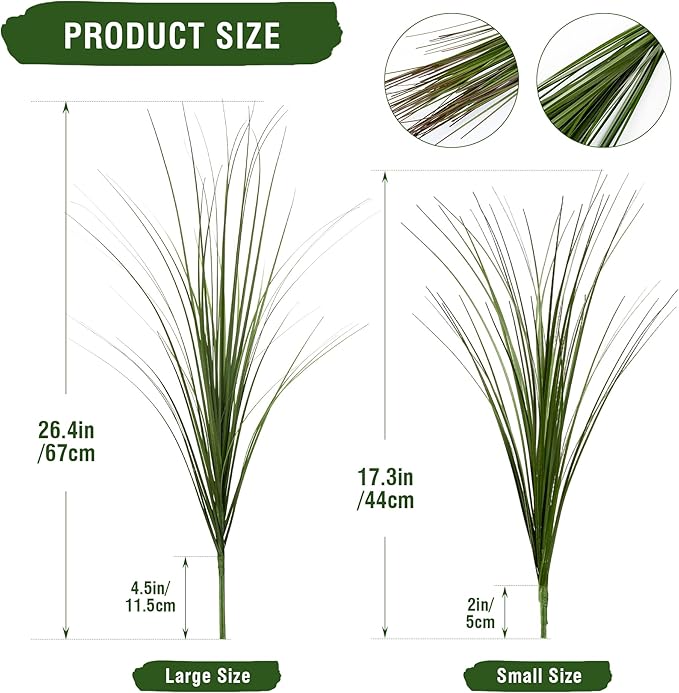 Artificial Wheat Grass Greenery, 24 Pieces, 26.4 Inch Green Plastic Stems