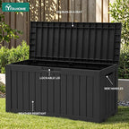 YITAHOME 72 Gallon Outdoor Resin Deck Box with Wheels, Pool Storage Box for Outdoor Cushions, Sports Equipment, Garden Tools, Black