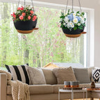 12 inch Hanging Planters for Indoor Plants, 2 Pack Self-Watering Hanging Planter Pots with Chain and Drainage Holes, Outdoor Plastic Hanging Baskets for Garden Home Decor