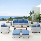 Belord 7 Piece Outdoor Furniture Patio Wicker Sofa Set, Oversize Outdoor Dining Chairs with Rattan Ottomans, Conversation Sets Patio Furniture Come with Removable Washable