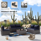 Kullavik 9 Pieces Outdoor Patio Furniture Set,PE Wicker Rattan Sectional Sofa Patio Conversation Sets with Swivel Rocking Chairs Set,Navy Blue