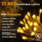 String Lights 400 LED 33ft Warm White 8 Lighting Modes