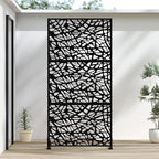 Casaphoria Metal Privacy Screen Outdoor, 72" H x 35" W Freestanding Decorative Privacy Screen for Patio Deck Balcony Garden with Stable Base, Black-Net