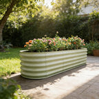 Gardmax Galvanized Raised Garden Bed, Lightweight Planter Boxes Outdoor with Easy Assembly, Large Garden Bed for Vegetables, Fruits, Flower Milk White 8FT