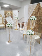 Artificial Flowers White Silk Rose Ball Centerpieces with Plastic Base