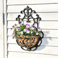 Hanging Planters, 2 Pack Cast Iron Half Round Wall Baskets, Rustic Brown