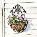 Hanging Planters, 2 Pack Cast Iron Half Round Wall Baskets, Rustic Brown