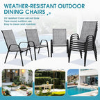 Outdoor Stackable Chairs Set of 8, Stacking Patio Chairs with Textilene Fabric, Outside Furniture for Garden Backyard Balconie Poolside Deck, Grey