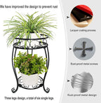 2 Pack 19.2 inch Metal Plant Stand Rack for Round Flower Pot, 2 Tier Potted Holder Indoor Outdoor Rustproof Wrought Iron Heavy Duty Planter Shelf for Corner Living Room Balcony Garden Patio, Black