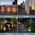 Gardencoin Low Voltage Landscape LED Well Lights, 12V in Ground Lights Outdoor IP67 Waterproof, 4.3 inch Wired Landscape Up Lighting, Included Replaceable 5W 2700K MR16 Bulb Dimmable, 6 Pack