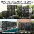 Metal Privacy Screen Outdoor – 72in Decorative Laser Cut Steel Garden Divider Panel with Tropical Leaf Design, Weatherproof Freestanding Modern Privacy Fence for Patio, Deck, Backyard & Balcony