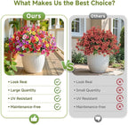 Alupssuc 48 Bundles Artificial Flowers for Outdoors Decoration, UV Resistant Silk Faux Daisy Flora Spring Fake Plastic Plants Greenery for Outside Indoor Yard Home Porch Window Box Decor, Mix 6 Colors