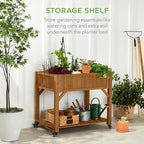 Best Choice Products Elevated 8 Pocket Herb Garden Bed, Mobile Raised Customizable Wood Planter for Herbs, Vegetables, Flowers w/Lockable Wheels, Storage Shelf, Drainage Holes - Acorn Brown