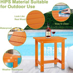 Y&M Outdoor Side Table, HIPS Adirondack Small Single Table, Waterproof Square Outside Table, Balcony Modern End Tables for Patio, Pool, Beach, Porch, Deck, Indoor or Outdoor Use, Orange