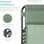 Best Choice Products Set of 2 Adjustable Steel Mesh Zero Gravity Lounge Chair Recliners w/Pillows and Cup Holder Trays - Sage Green