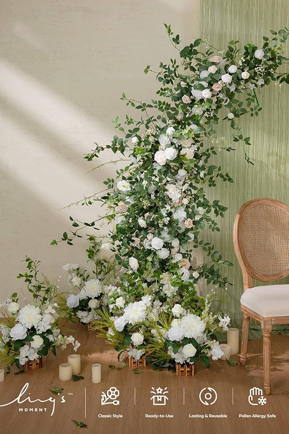 Artificial Eucalyptus Garland Runner, 6 ft White Olive Wedding Table Decor