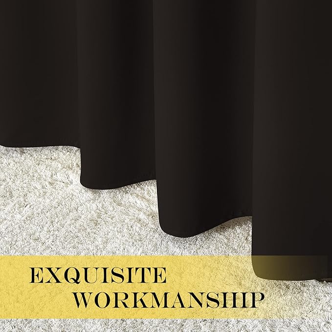 NICETOWN Blackout Short Curtain 63 inches Long for Windows, Thermal Insulated Curtain Grommet Room Darkening Window Treatment for Bedroom/Living Room, 1 Panel, W46 x L63, Toffee Brown