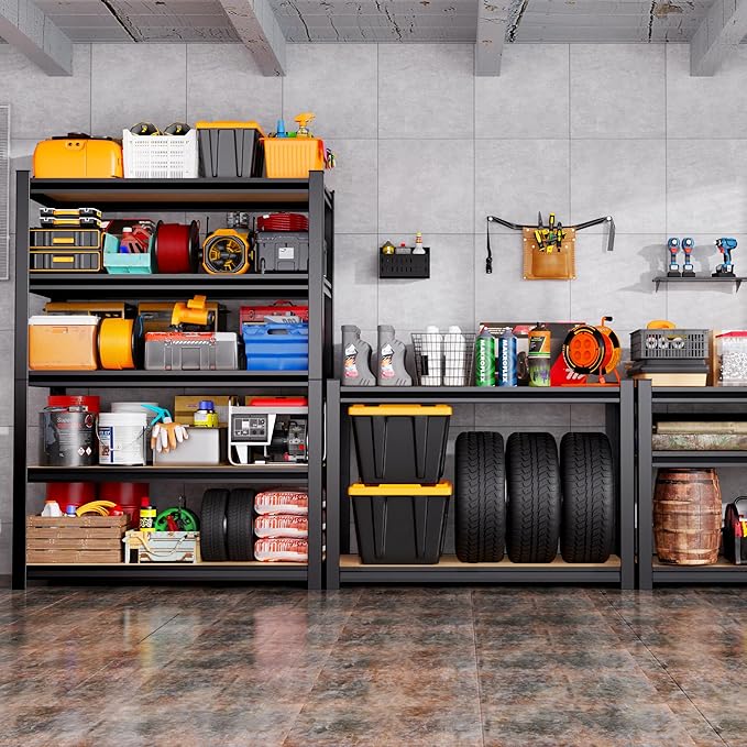 71"Hx46"Wx18"D Garage Shelving-2050 lbs 5 Tier Storage Shelves,Adjustable Heavy Duty Metal Shelving Unit and Storage Large Rack,Utility Steel Shelf for Warehouse Industrial Pantry Basement Organizers