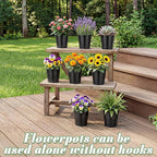 HowRU Hanging Flower Pots, Railing Planter Box for Outdoor Plants 12 Pack 5 Inch Metal Hanging Planters with Detachable Hooks Balcony Window Fence Garden Decoration Flower Boxes (Black)