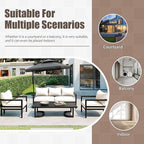 Merax 4 Piece Sectional Furniture Patio Sofa Multi-Person Outdoor Steel Sofa Set, Waterproof, Anti-Rust and Anti-uv, Suitable for Gardens and Lawns，Beige
