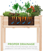 Best Choice Products 34x18x30in Raised Garden Bed, Elevated Wood Planter Box Stand for Kids, Backyard, Patio, Balcony w/Bed Liner, 150lb Capacity - Natural