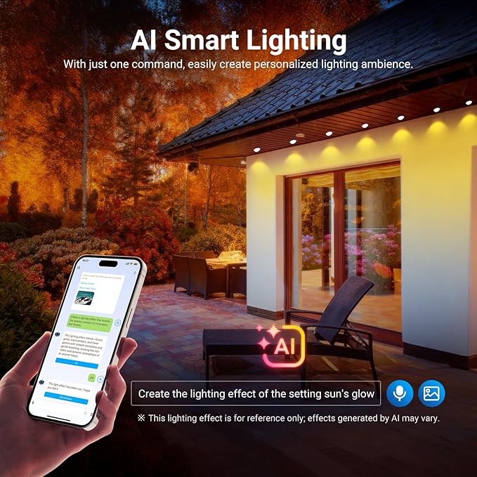NEEWER 48ft Permanent Outdoor Lights for House Decor, Smart AI RGBCW Outside Eaves String Christmas Lighting with 30 LED Lights App Control 50+ Scenes IP65 Waterproof, Compatible with Alexa, NR02