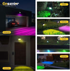 Ensenior Solar Spotlights Outdoor RGB, 7+1 Color Changing Mode Outdoor Landscape Lighting, IP65 Waterproof, Automatic ON/Off Solar Powered Spotlight, Halloween Christmas Decorations (4-Pack)