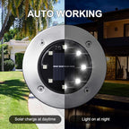 LYHOPE Solar Ground Lights Outdoor, 16 Pack 8 LED Solar Disk Lights Waterproof Garden In-ground Pathway Light Landscape Lighting for Lawn,Yard,Deck,Patio,Walkway (White)