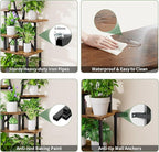Plant Stand Indoor with Grow Lights - 8 Tiered Tall Plant Shelf, 65" Metal Corner Shelf for Indoor Plants Multiple, Large Curved Half-Moon Flower Holder Stand Display Rack for Patio, Home, 2 Pack