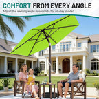 AreShark 7.5FT Patio Umbrella Table Market Umbrella with 6 Sturdy Ribs, Button Tilt/Crank Heavy-Duty Round Outdoor Umbrellas for Garden, Deck, Backyard,and Pool, Apple Green