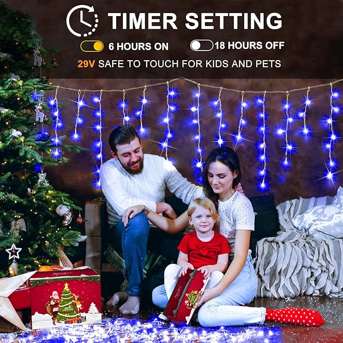 String Lights, 400 LED, 33 ft, with 8 Lighting Modes