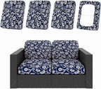 Cushion Covers, 4-Piece Stretch Outdoor Patio Set in Baroque Print