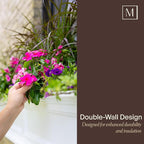 Mayne Fairview 3ft Durable Self Watering Window Box Planter with Wall Mount Brackets, UV & Weather Resistant, Double Wall Design, New England Architecture for Outdoor Décor, Black
