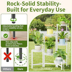 6 Tier Metal Plant Stand, 6 Potted Multiple Flower Pot Holder Shelf, Indoor&Outdoor Folding Planter Display Shelves for Patio Garden, Living Room, Corner Balcony, Bedroom - WhiteWave