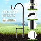 15inch 12 Pcs Adjustable Shepherds Hook for Outdoor Metal Rust Resistant Steel Shepard Hooks for Bird Stand Feeder Pole, Weddings Decor, Garden Plant Basket, Outside Hanging Solar Lights