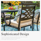 Sophia and William Outdoor Patio Dining Set for 4, Outdoor Table and Chairs, Removable Seat Cushions, Black 42" Round Patio Dining Table