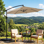 OLIXIS Offset Patio Umbrella, 9.7FT Cantilever Table Umbrellas for Outdoor Sun Shade UV Protection with Easy Tilt Adjustment, 8 Ribs for Backyard, Lawn, Garden, Pool - Khaki