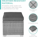 Best Choice Products Set of 2 Wicker Ottomans, Multipurpose Outdoor Furniture for Patio, Backyard, Additional Seating, Footrest, Side Table w/Storage, Removable Cushions - Gray/Gray