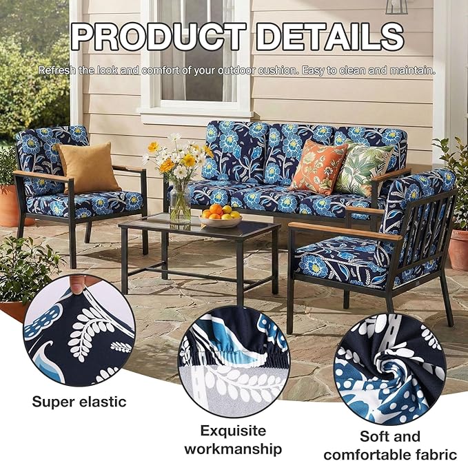 Cushion Covers Set of 14, Bluebell Stretch Fit Outdoor Patio Furniture