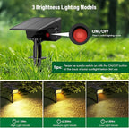 Solar Spot Lights Outdoor with 60 LED & Auto On/Off, 6 Pack Solar Lights Outdoor Waterproof IP68 with 3 Lighting Modes, 2-in-1 Solars Landscape Light for Outside, Garden, Yard(Warm White)
