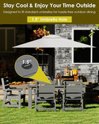 GREENVINES 7-Piece Outdoor Dining Set | HDPE | Patio Table and Chairs Sets for 6 | Patio Furniture | All Weather | Umbrella Hole | Grey | for Backyard Poolside Garden