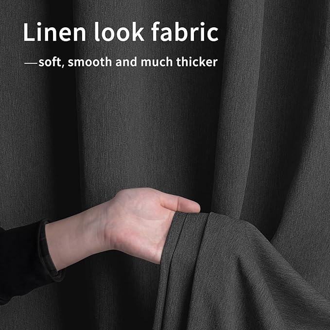 Easy-Going Linen Look Outdoor Curtains Waterproof Windproof Porch Curtains, Soft Thicken Outdoor Privacy Curtains for Patio, Gazebo, Grommet Top and Tab Bottom Drape, 1 Panel, 110x96 inch, Black